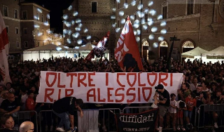 Maceratese, striscione per il tifoso della Samb Alessio